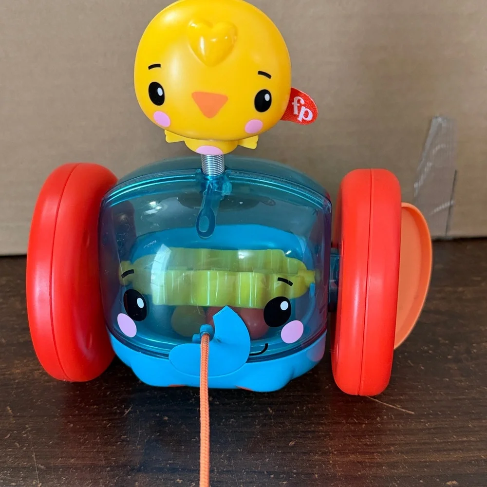 Fisher Price Pull Along Chick Car Poppin' Tricycle Pull Toy Vintage Inspired